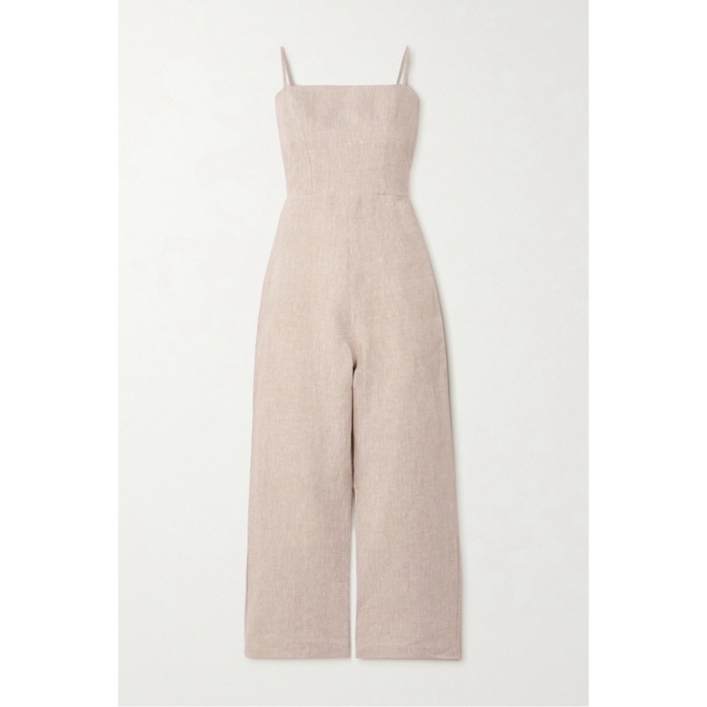 Reformation Huntington Jumpsuit in beige/natural linen size 0